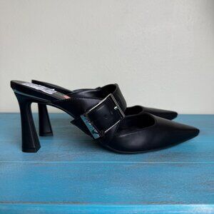 DKNY Nardin Heeled Mule Pump Vegan Leather Black Sz 11 New